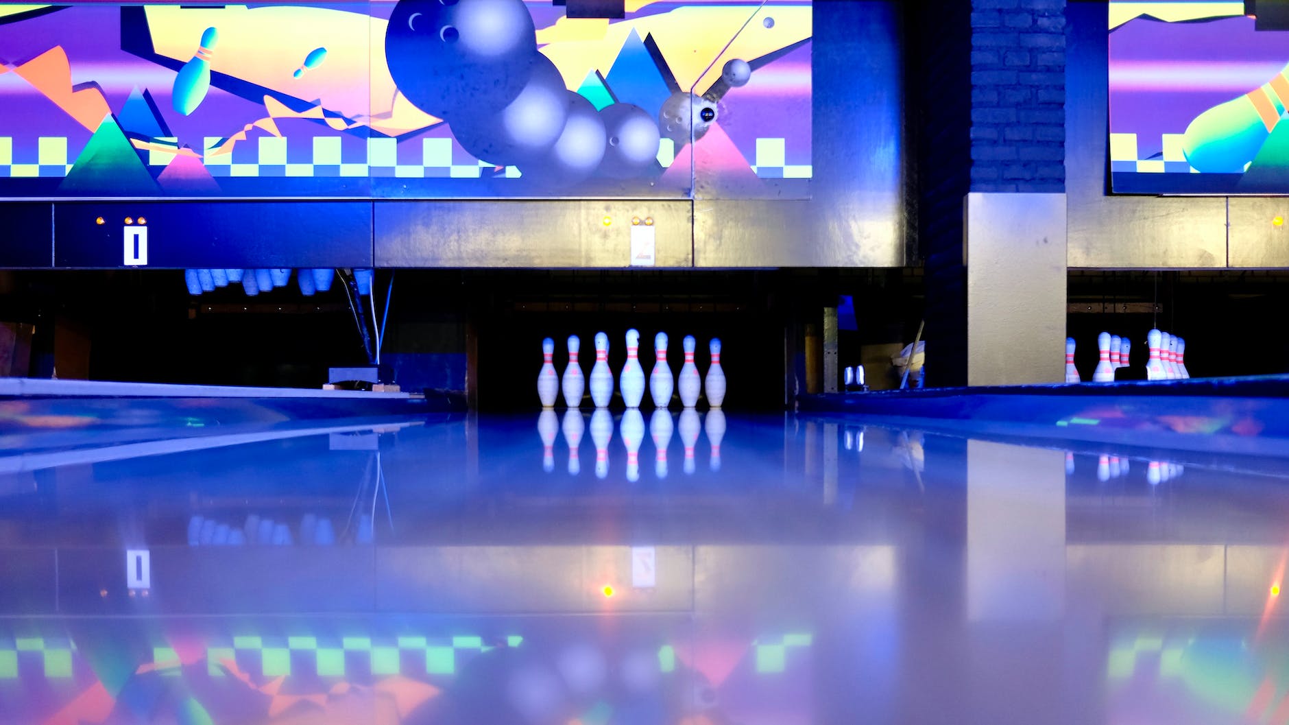 bowling pins set on ground
